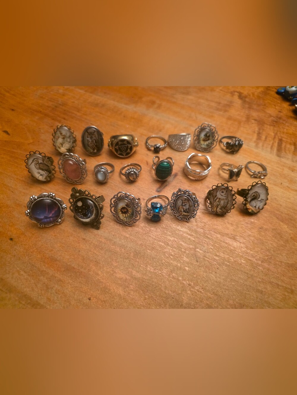 Lot Of 22 Rings Commercial/ Handmade Mixed Sizes Sarah Coventry & Gemstones